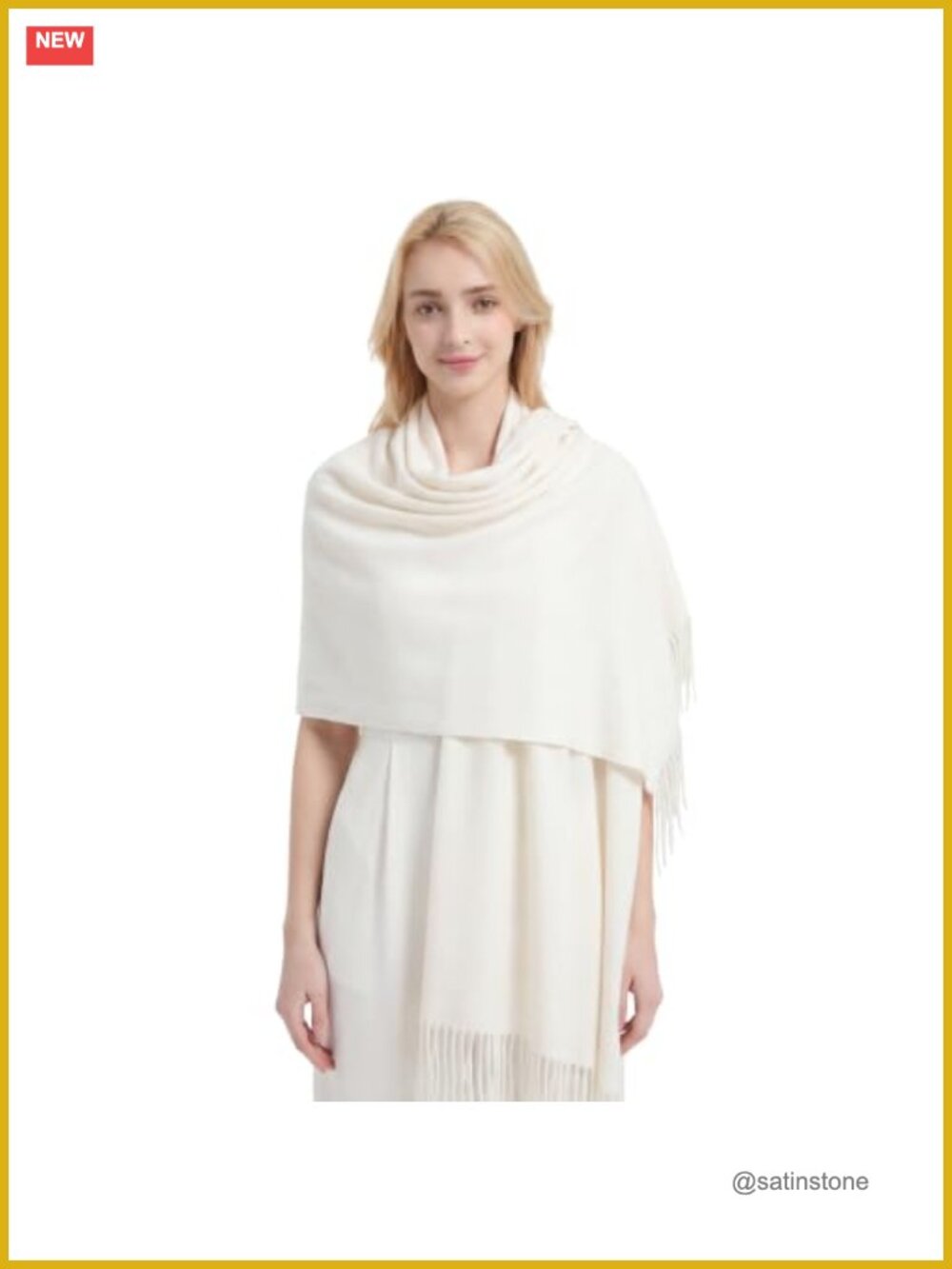 Merino Wool Blend Pashmina Shawl Wrap, Large Tassel Scarf, Oversized
